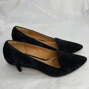Clarks black suede 2 1/2 inch heel pumps size 9